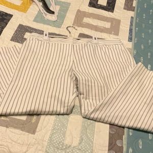Liz Claiborne Classic Size 12, White with thin Black stripe ankle pants